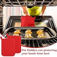 Vista 3 de Hoolerry 20 Piezas Agarraderas para Ollas con Bolsillo Sublimación 7x9'' Algodón Agarraderas para Ollas de Horno a Granel con Lazos Colgantes Rojo