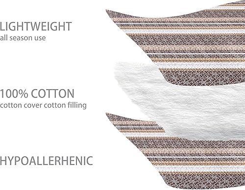 Miniatura 4 de Homzard Juego de edredón marrón tamaño King, juego de edredón de algodón, juego de edredón a rayas marrones (106 x 98 pulgadas), 3 piezas