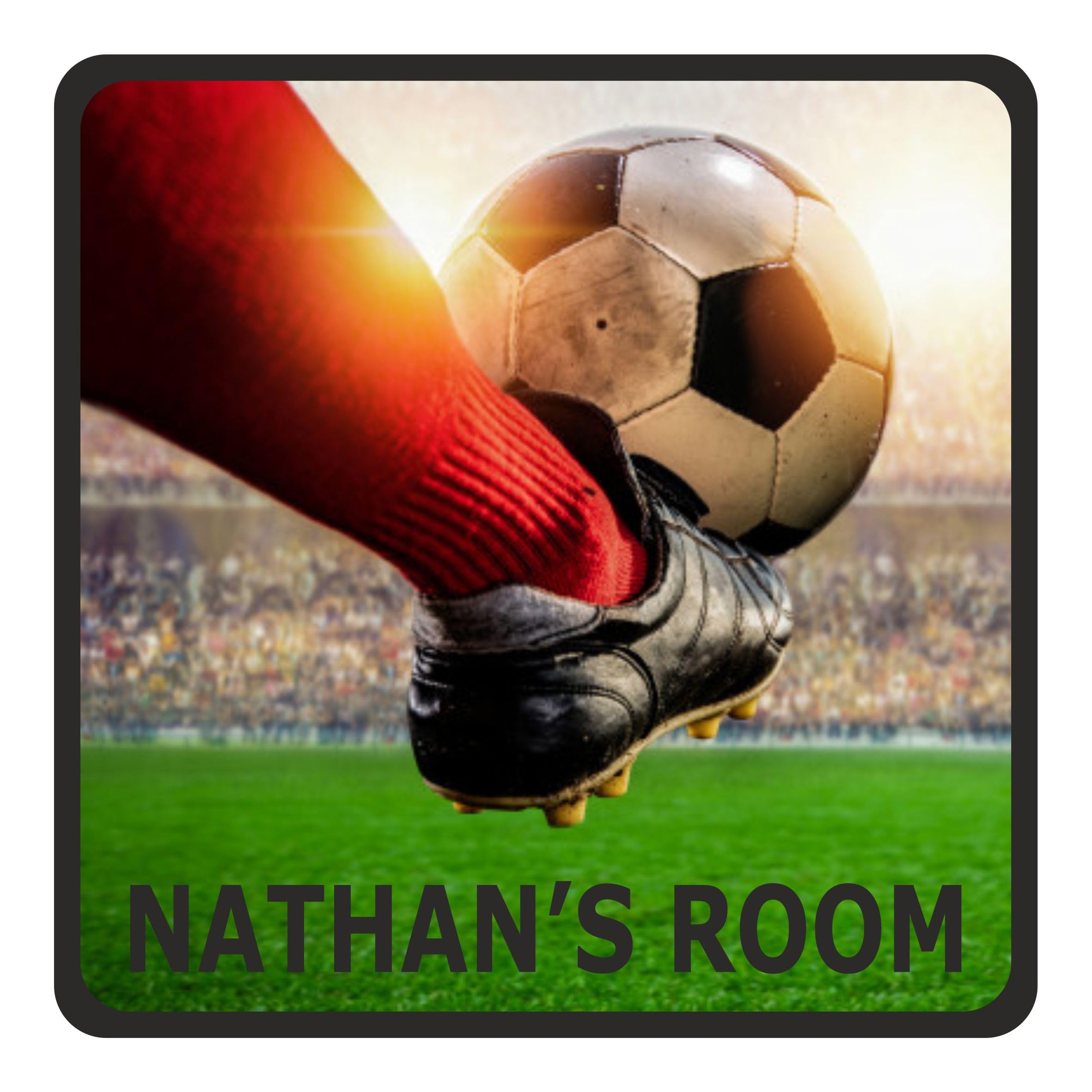 Precision Designs Girls Multicolour Football Boot And Ball Design Kids Bedroom Door Sign Personalised For You - Any Name! Door Plaque,/Boys,Nursery,Decor,Kids Room,Football