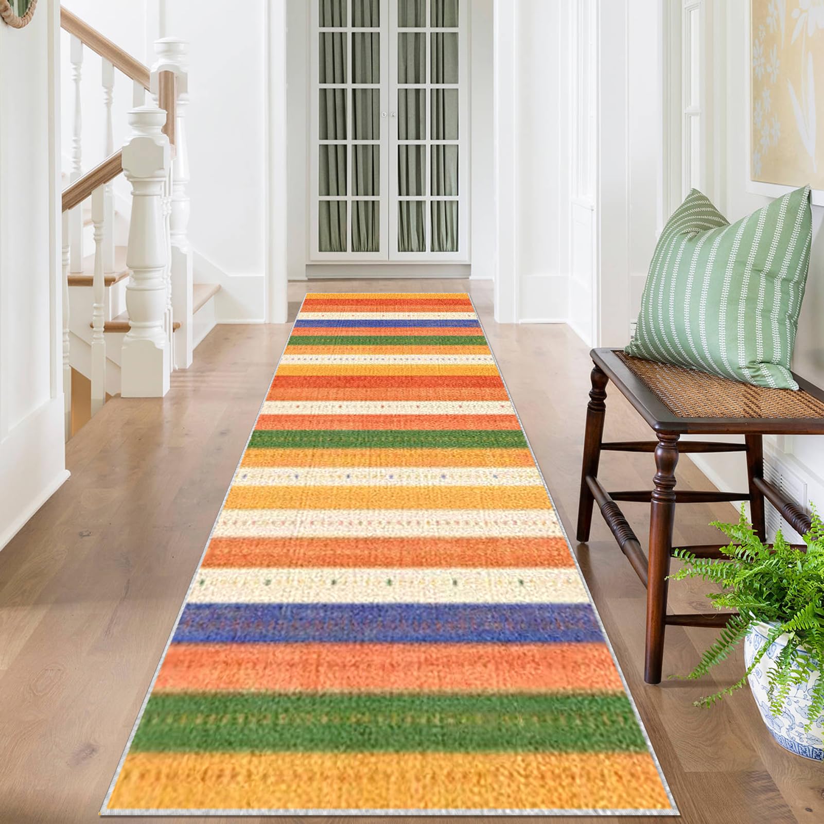 Dywan do długiego korytarza 110 x 400 cm Antypoślizgowy chodnik kuchenny Chłonny dywanik wejściowy, zmywalny dywanik kuchenny, chodnik do przedpokoju kuchni salonu sypialni