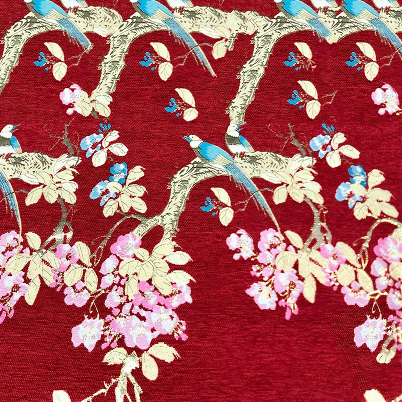 Stickerei-Damast-Stoff, Satin-Jacquard-Stoff, Stickerei-Jacquard-Handwerk, exquisiter Stoff, geeignet for Sofa, Möbelzubehör, Brokat, neuer Heißprägebeutel, Kleidung, 100 x 150 cm, rot (Farbe: Blau).