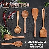 Vista 2 de Cucharas de madera - Cucharas de madera para cocinar, juego de utensilios de cocina de madera natural no tóxicos, utensilios de cocina de madera