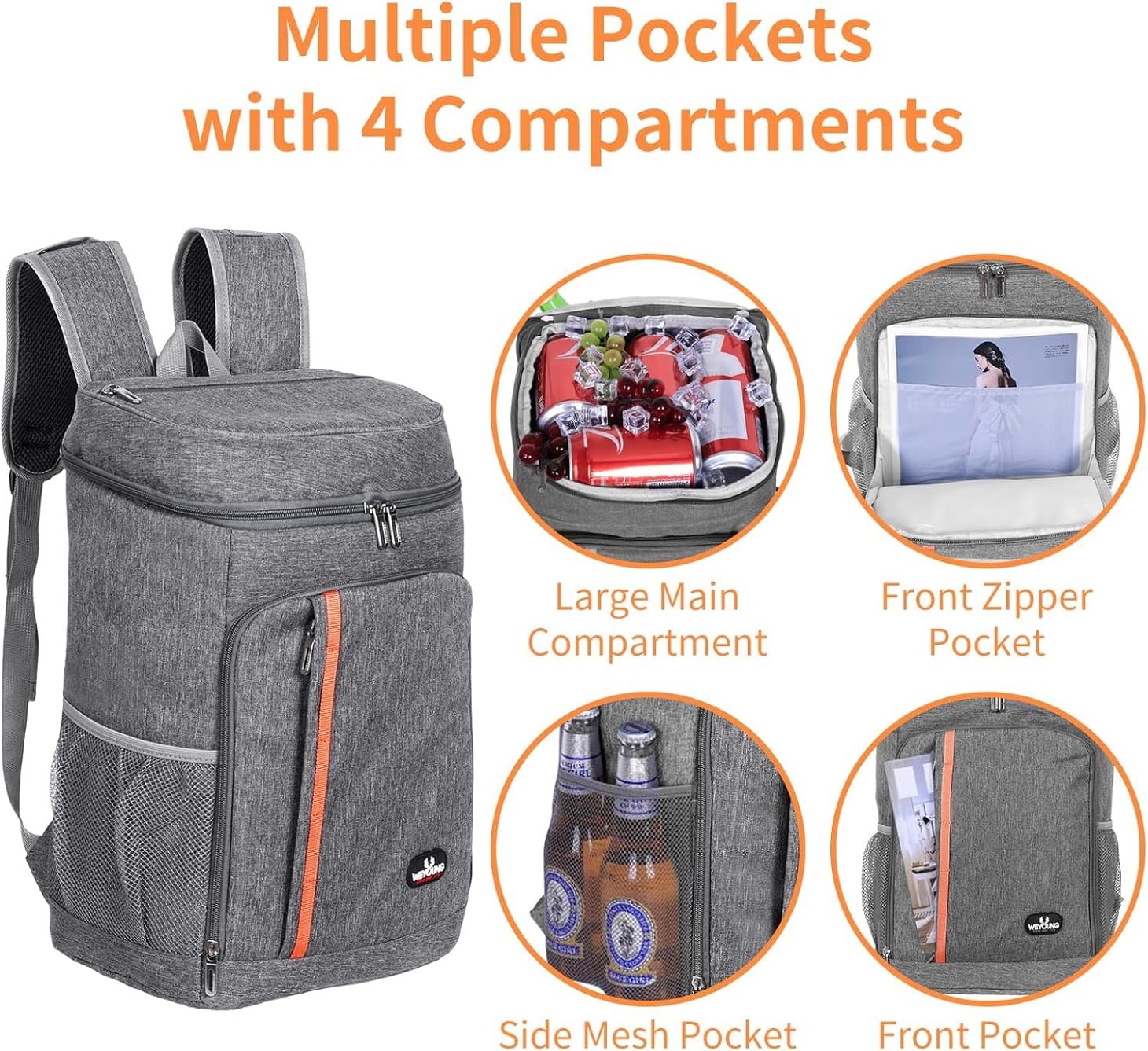 Borsa Termica Portapranzo 18L Impermeabile | Per Ufficio, Picnic, Mare | Con Tasche Laterali E Cinghia Regolabile | Donna