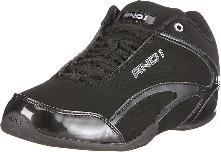 AND1 Men's Satellite Low Basketball Shoe, Negro/Negro/Plateado, 9 D(M