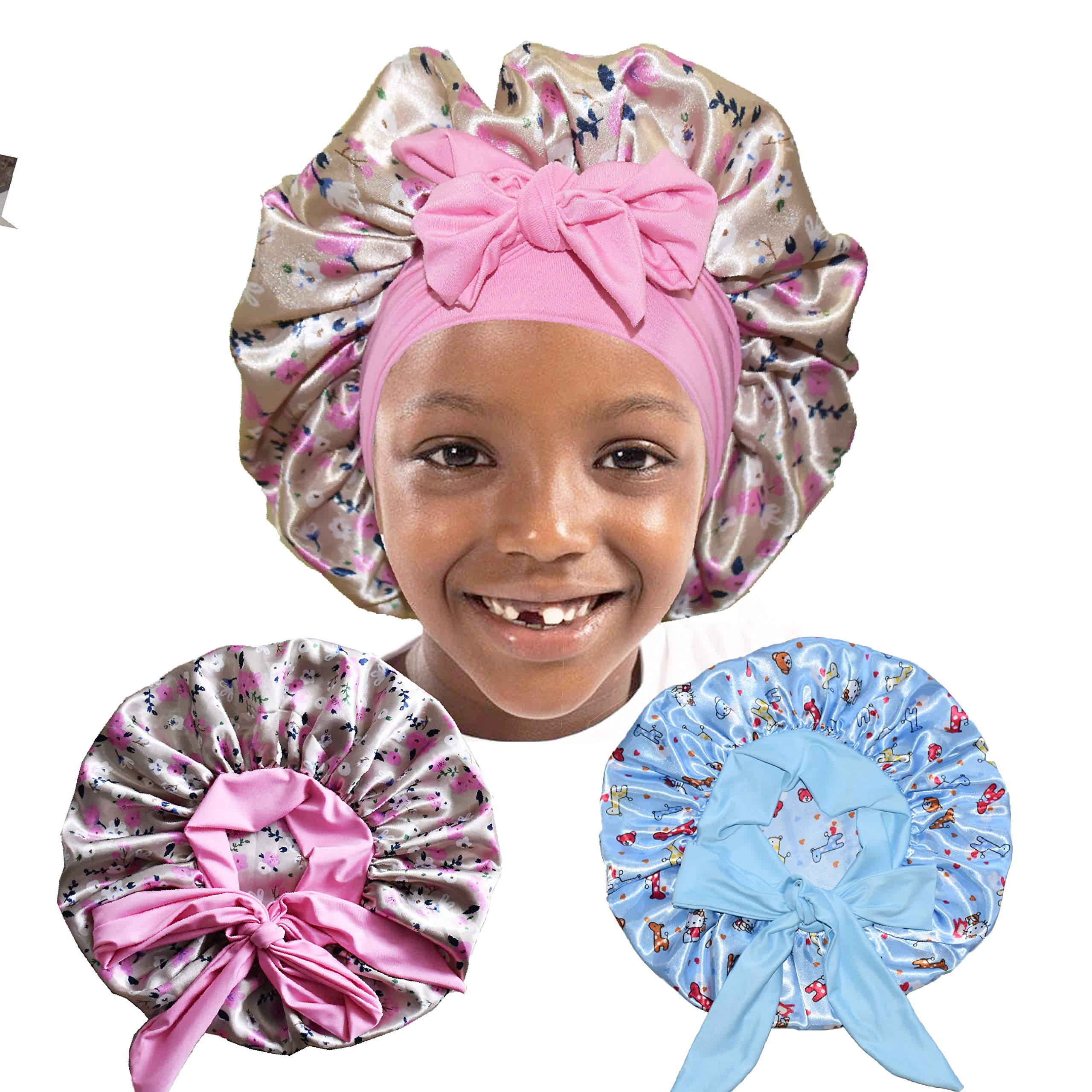 2pcs Pack Pink Small Baby Bonnet Kids Bonnet Infant Satin