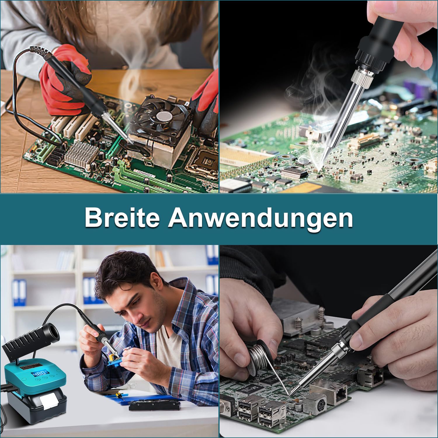 Kabelloser Lötkolben für Makita 18V Akku, Schnelles Aufheizen Lötstation mit LED Digitale Display, Mobilität Soldering Iron mit USB&Type-C für Heimwerker, Gerätereparatur, Drahtschweißen(Ohne Akku)