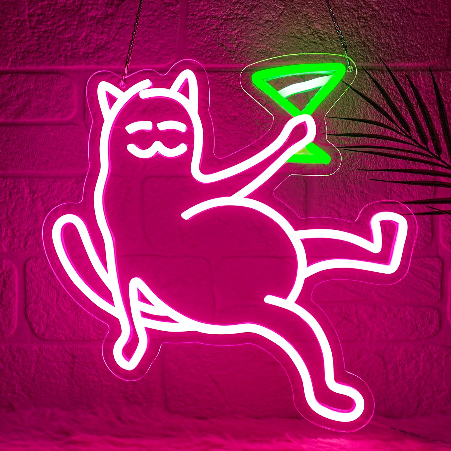Sneignon Cat Neon Sign,Dimmable Neon Cat Light USB Powered,Cute Cat LED Light Cocktail Neon Sign Cat Wall Decor for Bar,Bedroom,Game Room,Cat Lover