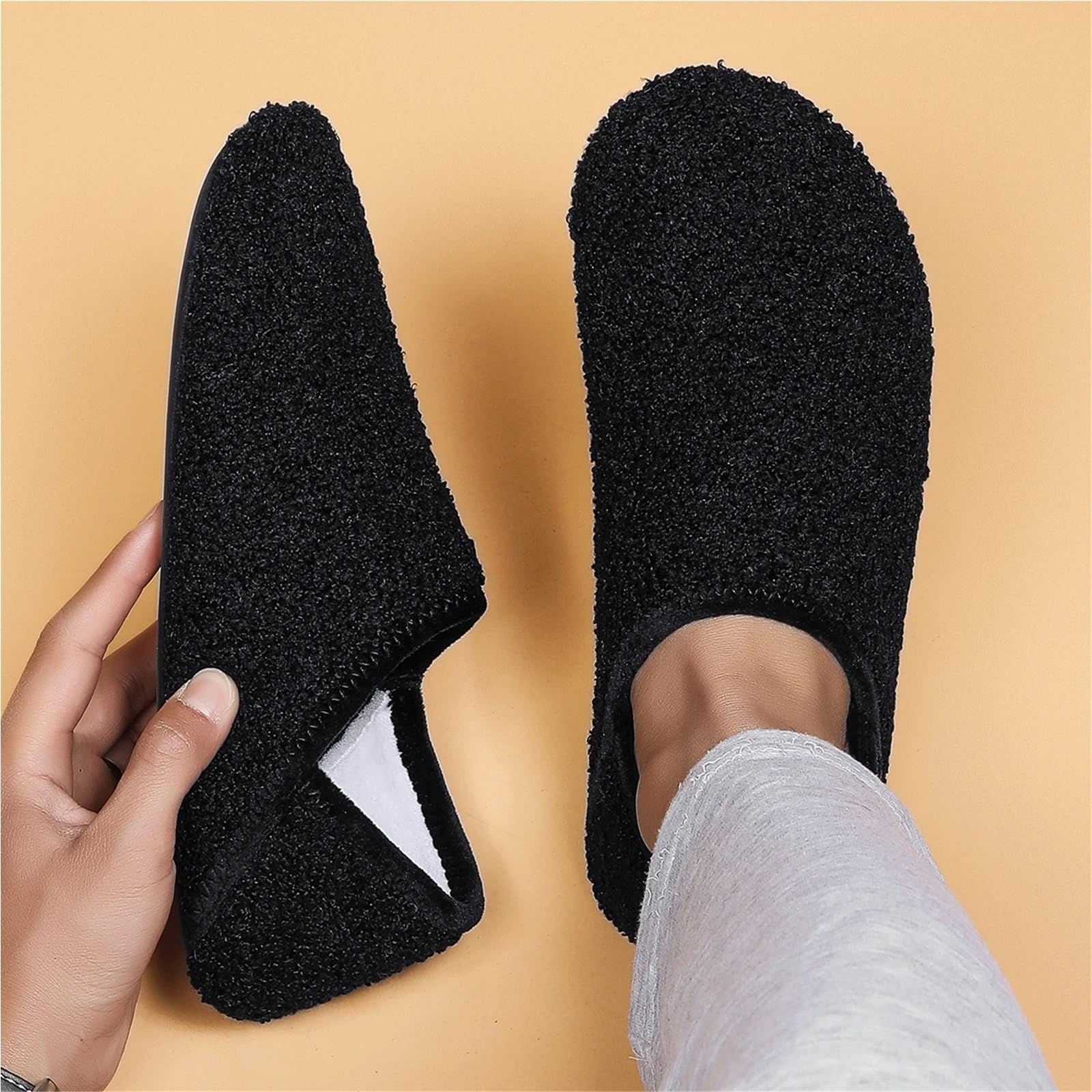 Pantuflas Hombre Zapatos de interior for el hogar, zapatillas for hombre, zapatos casuales suela blanda, algodón polar ligeros antideslizantes