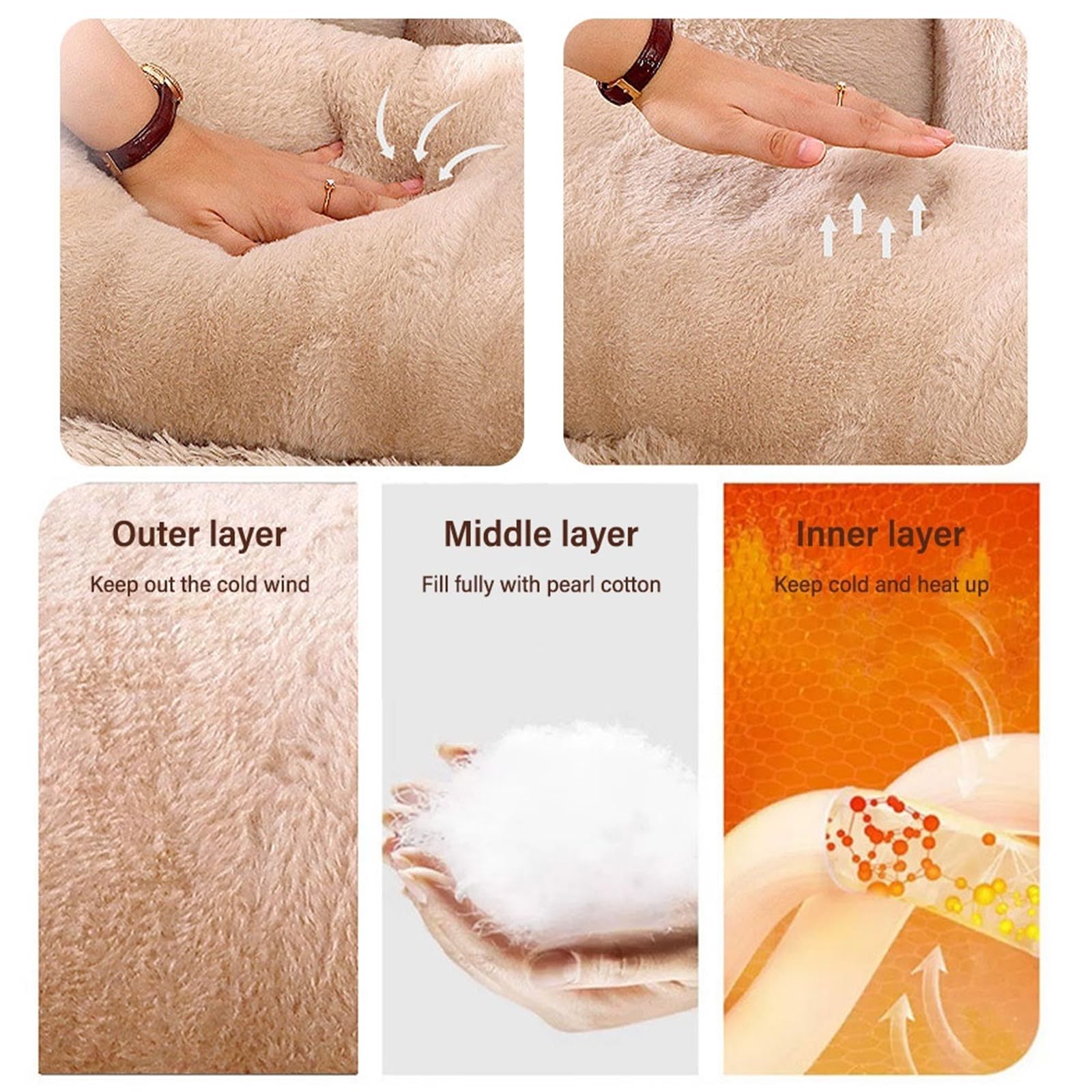 Calming Pet Sofa,Calming Dog Bed Fluffy Plush Pet Sofa, Dog Bed for Small Medium Large Dogs, Memory Foam with Removable Washable Cover (XX-Large, Brown)