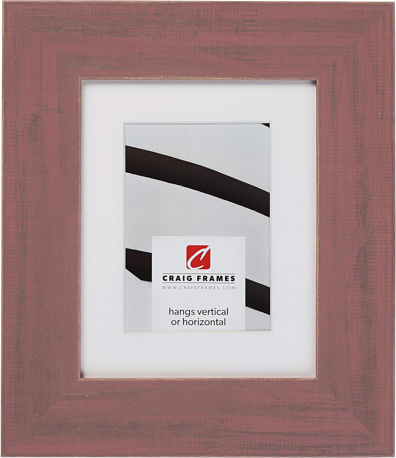 Craig Frames Jasper Wide, 8 x 10 Inch Country Weathered Red Picture Frame Matted to Display a 5 x 7 Inch Photo