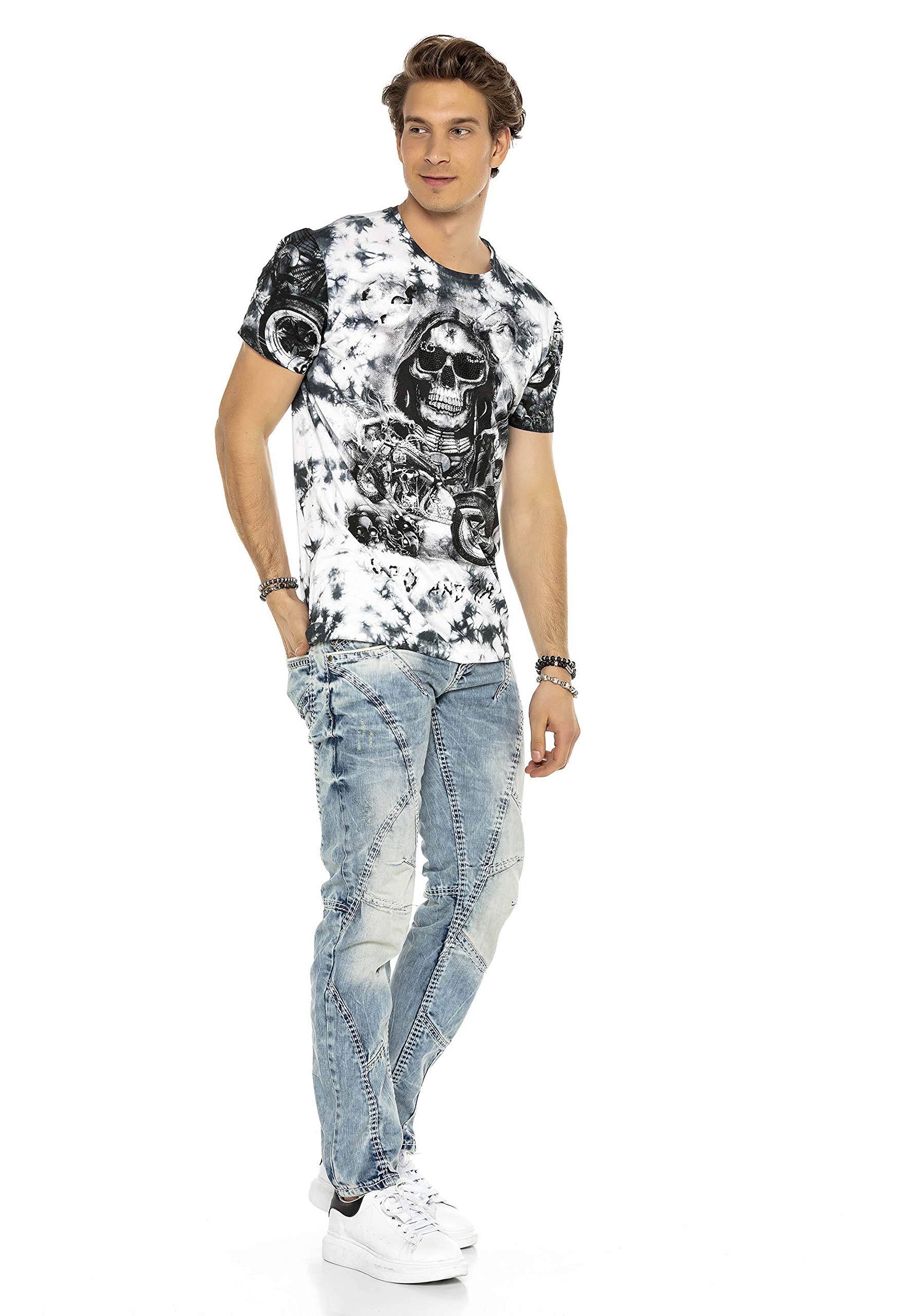 Cipo & Baxx Herren Jeans mit Kontrastnähten – Denim Hose, Moderner Look, Bequeme Freizeit- und Alltagsjeans