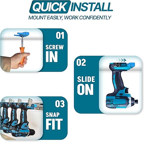 Miniatura 3 de Perch Organizadores de herramientas inalámbricas (paquete de 3)  18-20v Makita Tools Compatibilidad, soporte para herramientas eléctricas,