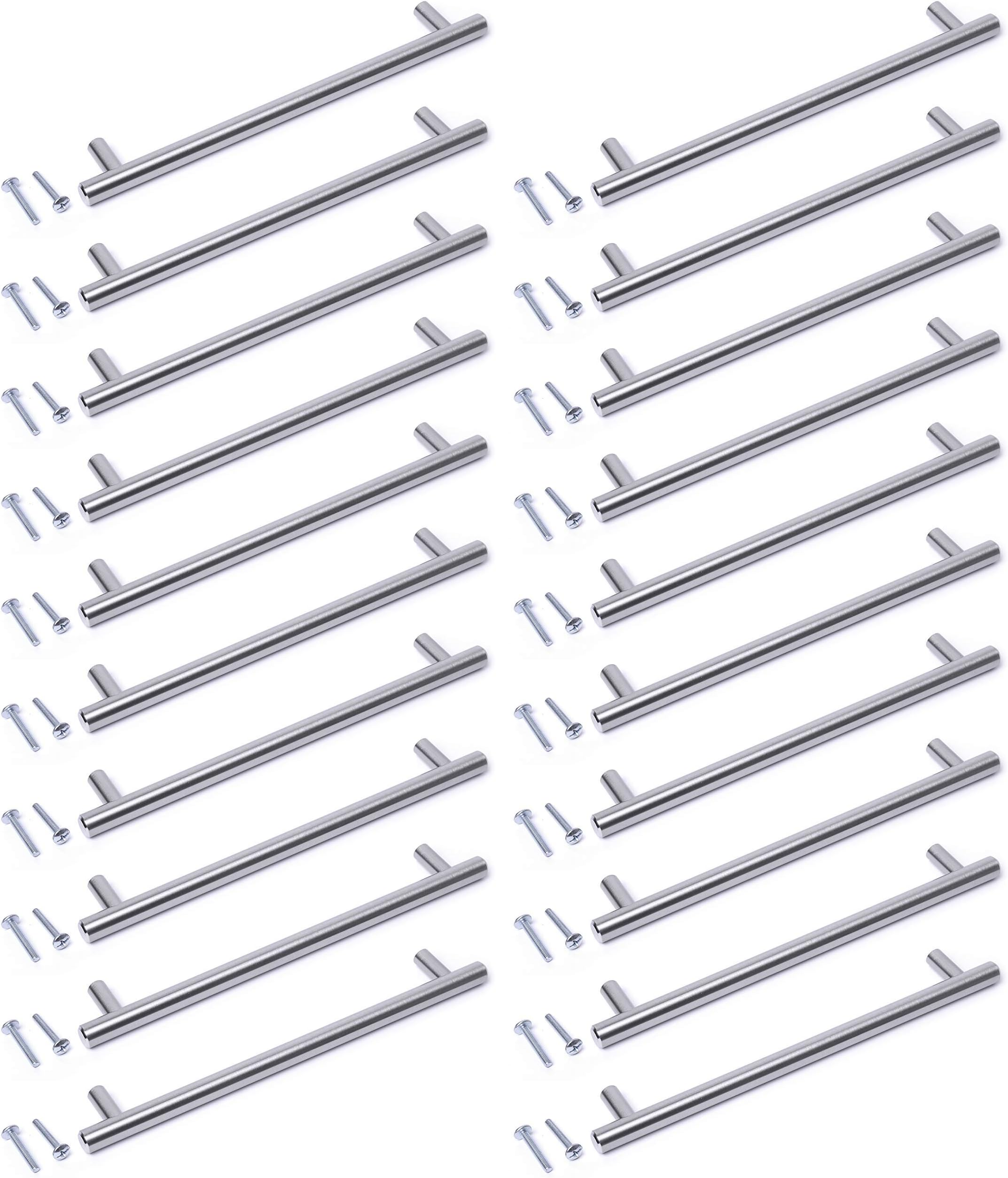 BSM MarketingDoor Handles Kitchen Bathroom Cupboard Cabinet Drawer Knobs Stainless Steel Solid T Bar Handles (20, 160mm)
