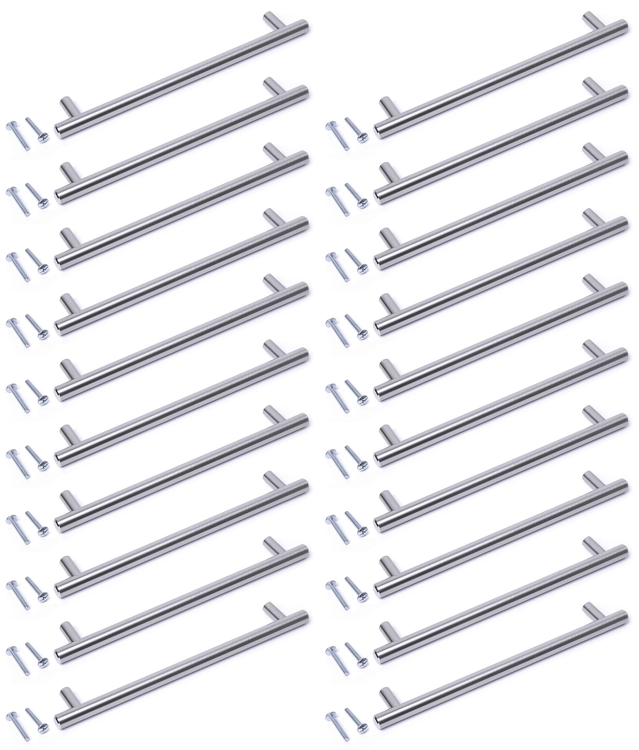 BSM MarketingDoor Handles Kitchen Bathroom Cupboard Cabinet Drawer Knobs Stainless Steel Solid T Bar Handles (20, 160mm)