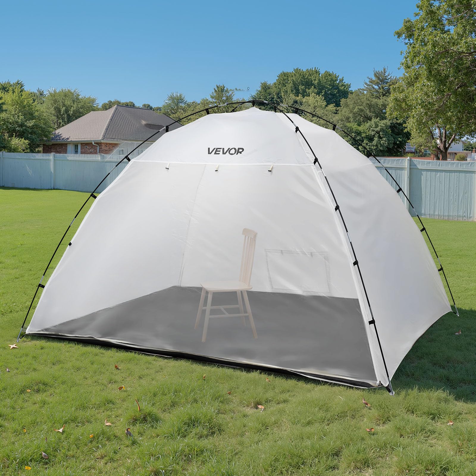 VEVOR Cabina de Pintura Portátil, Área de Trabajo 293 x 230 x 188 cm, Impermeable, con Suelo Integrado y Puerta Enrollable para Armarios, Sillas y Mesas, Tela Oxford 210D, para Proyectos Fluidos