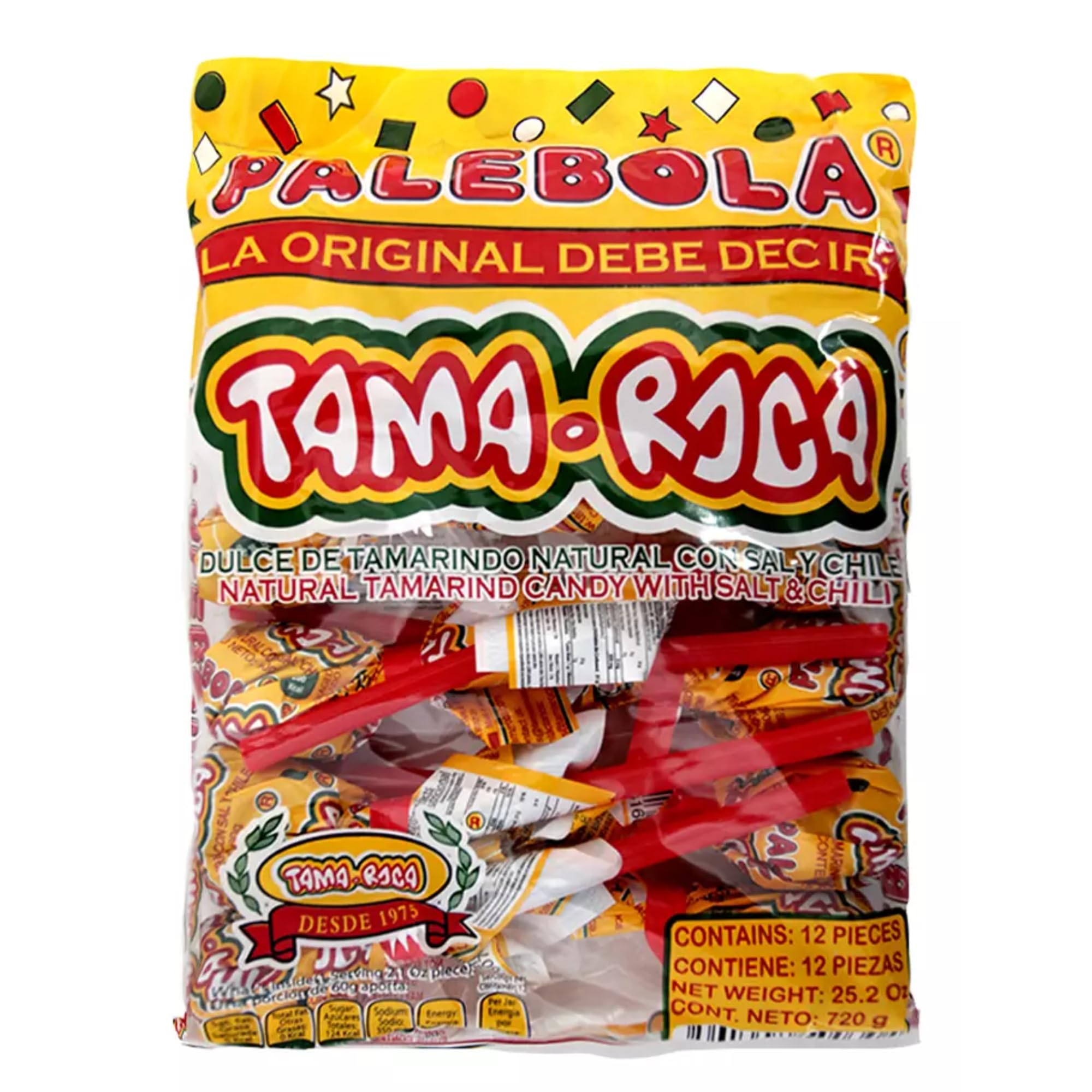Tama Roca Palebola Natural Tamarind Candy Lollipop with Salt and Chili. Mexican Tamarind Candy 2.1 Ounce Each Individually Wrapped Lollipop (12 Pieces Pack 33.6 Ounces)