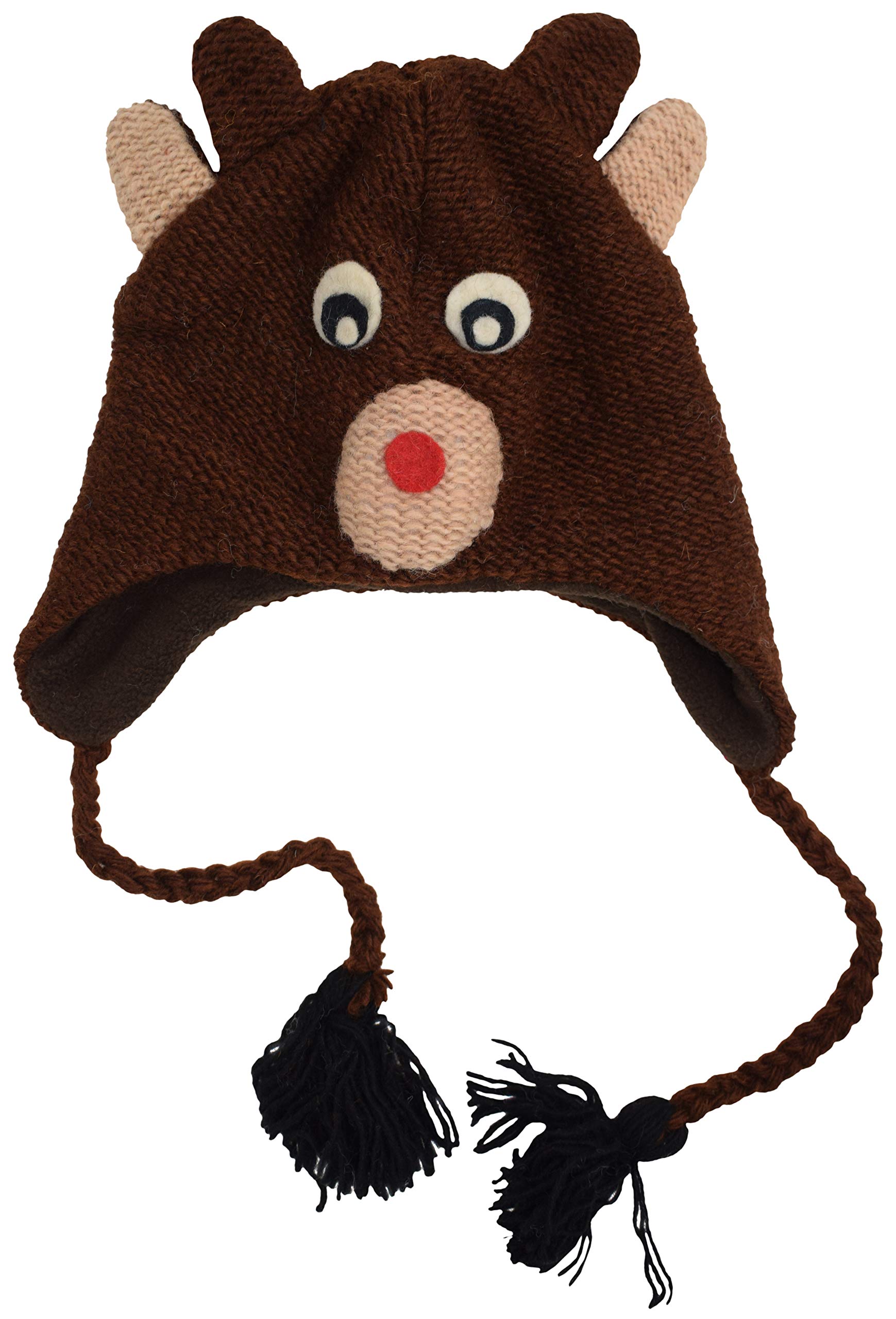 Gheri Men's Cute Eyes Woollen Handknitted Fleece Lined Trapper Farm Animal Hat