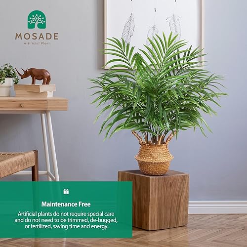 Miniatura 3 de MOSADE Palmera artificial de 28 pulgadas con cesta de hierba marina hecha a mano, perfecta para decoración del hogar para interiores y exteriores,
