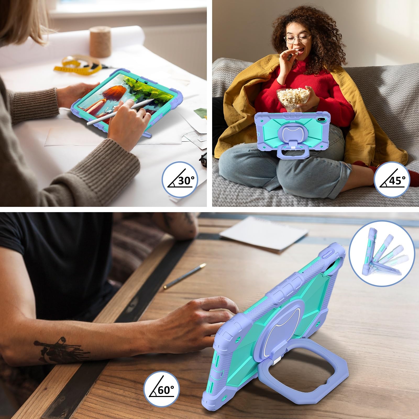 Etui do Huawei MatePad SE 27.9 cm wydane 2024 etui odporne na wstrząsy, etui ochronne W 360 obrotowa podpórka + pasek na rękę + pasek na ramię wytrzymały, odporny na wstrząsy dla Huawei MatePad SE