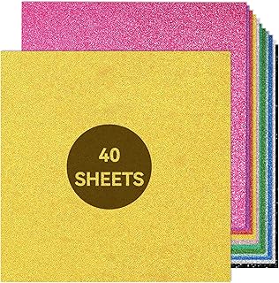 Glitter Cardstock 12" x 12", Colored Cardstock Paper for Cricut, Thick Card Stock for Card Making, Scrapbooking, Craft, Christmas Decorations, Holiday Party Supplies(280Gsm 40Sheets 20Colors)