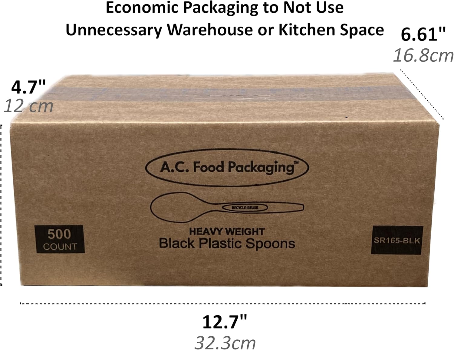 500 Count Plastic Spoons Disposable - Black - Heavy Weight - BPA Free and Heat Resistant - Made from Recycled Plastics and 100% Recyclable - Eco Friendly Utensils - Silverware - Cutlery