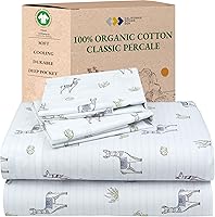 Vista 11 de California Design Den Juego de 2 sábanas individuales - 100% algodón orgánico, sensación de percal crujiente y transpirable, sábanas blancas