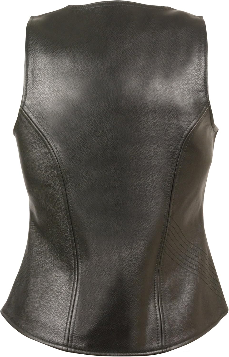 Milwaukee Leather MLL4530 Women's Open Neck Front Zipper Black Leather Vest with Gun Pockets