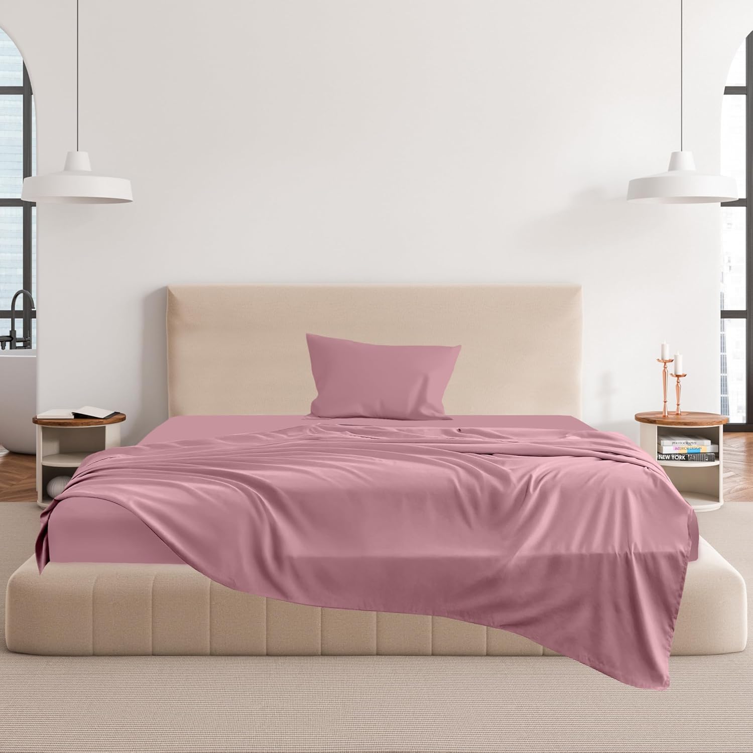 Easy Care Luxury Microfiber Extra Soft and Cooling Bed Sheet Set with Deep Pockets (Brandied Apricot, Twin XL Set of 3) Twin XL Set of 3 Brandied Apricot