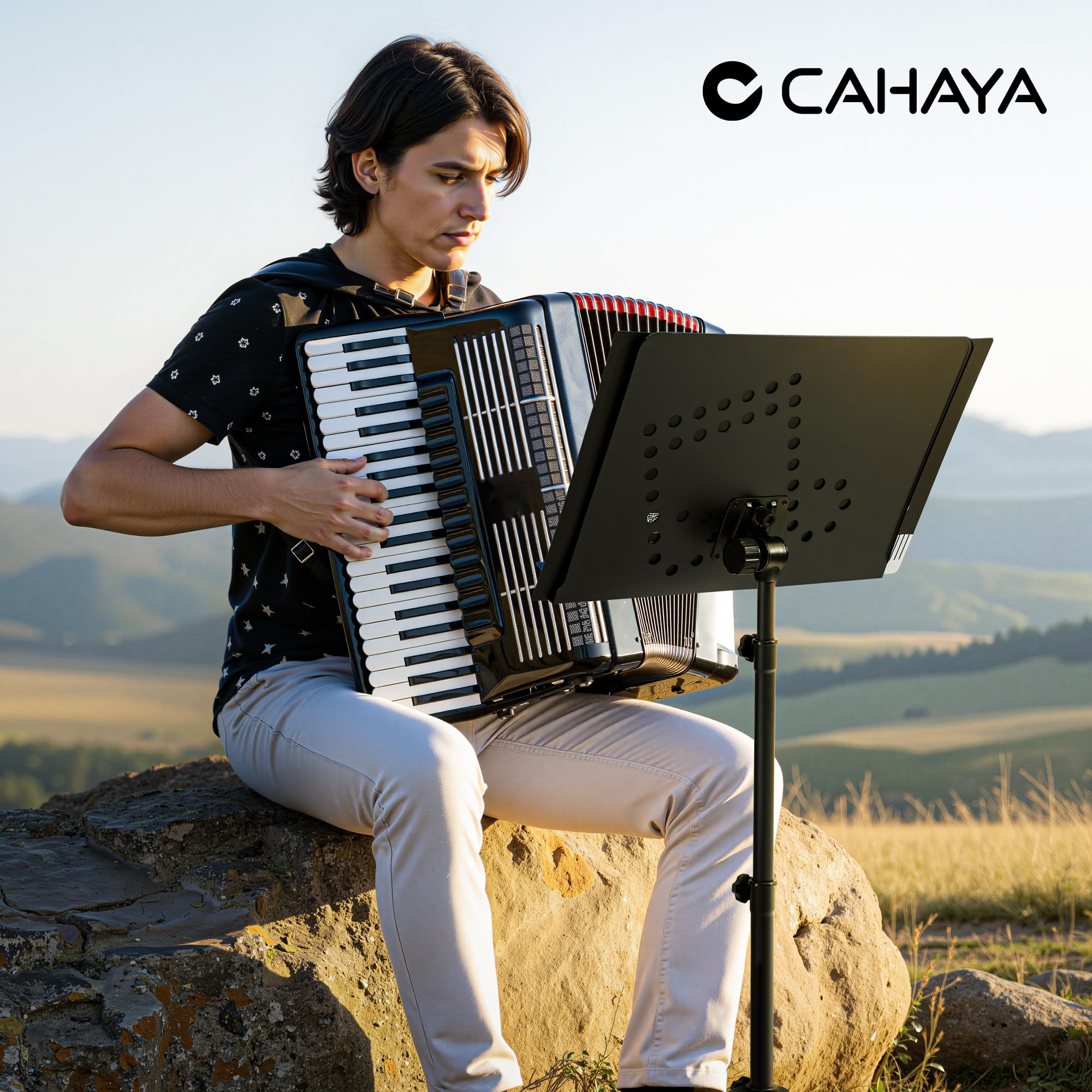 CAHAYA Pupitre de Musique 2 en 1 Pliable et Réglable avec Sac de Transport Support de Bureau Portable Trépied Stable