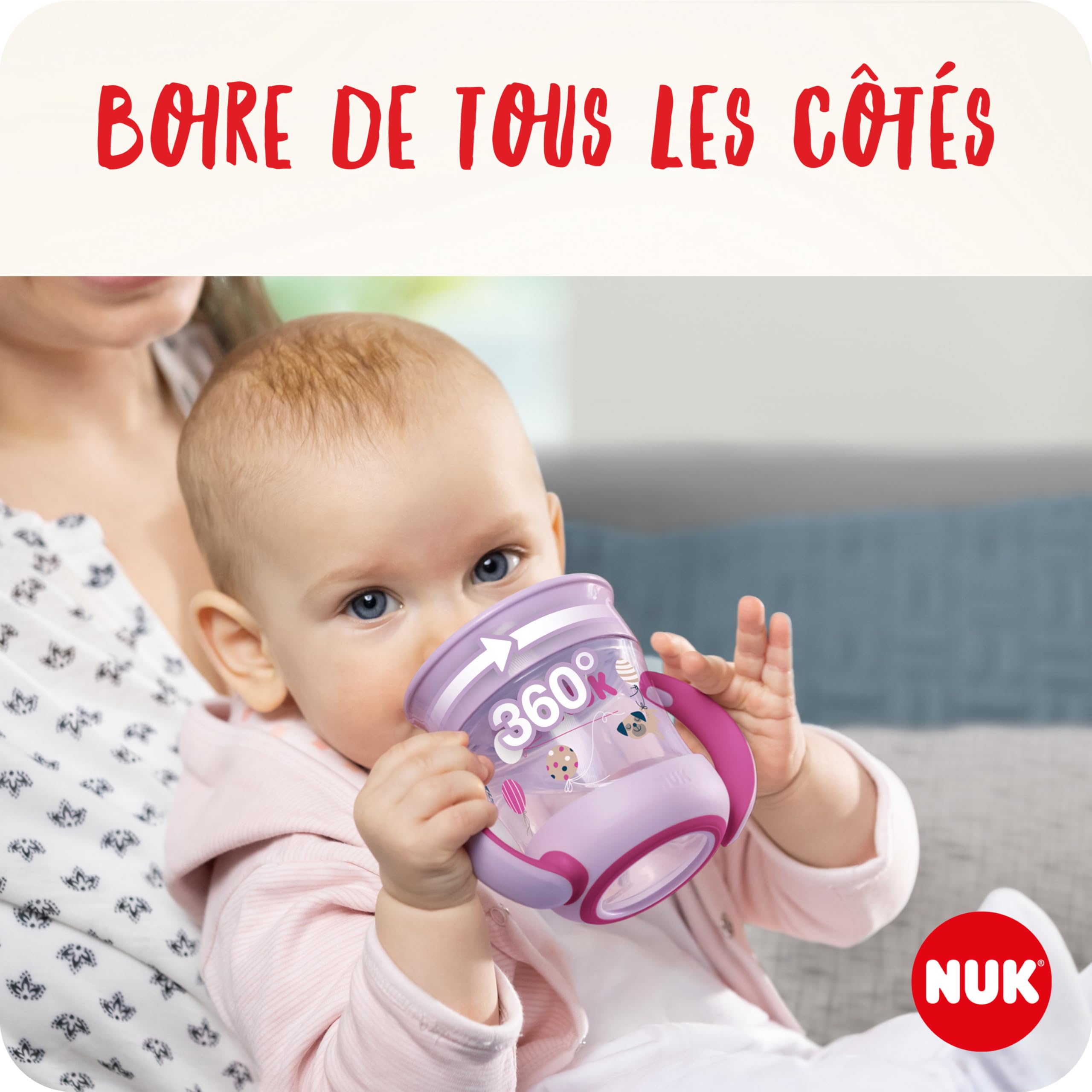 NUK Magic Cup Tasse d’Apprentissage | Rebord antifuite 360° | 6+ mois | Poignées ergonomiques | 160 ml | Turquoise (souris)