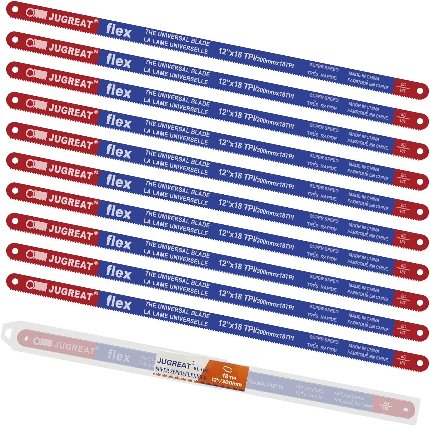 Hacksaw Replacement Blades BI-Metal (10 Pack) High Speed Steel Grounded Teeth