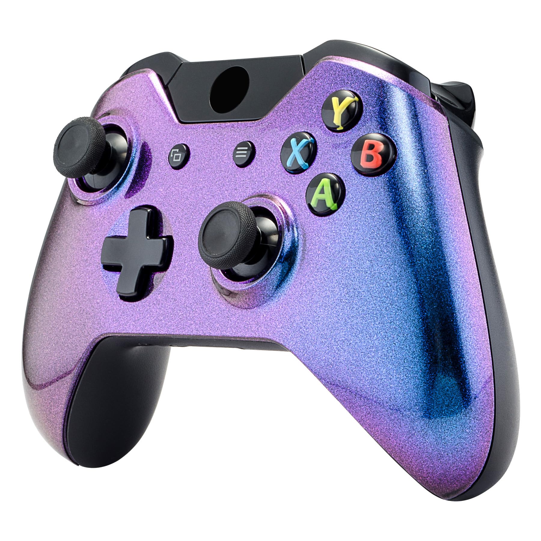 eXtremeRate Cover Custodia Copertura Frontale Guscio Anteriore Scocca Ricambio per Xbox One Standard Controller con/senza Porta per Jack da Cuffie 3,5mm(Camaleonte Viola Blu)