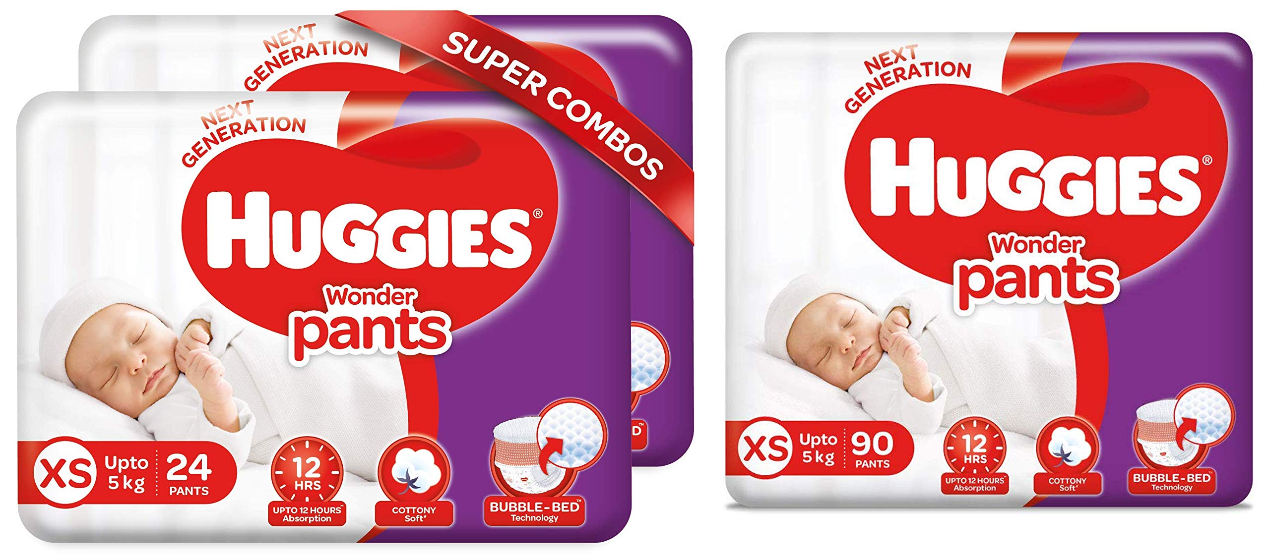 Buy Huggies Wonder Pants, Extra Small Diapers Combo Pack of 2, 24