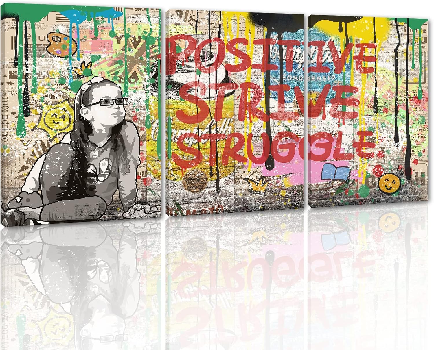 Graffiti Wall Art 3 Panels Motivational