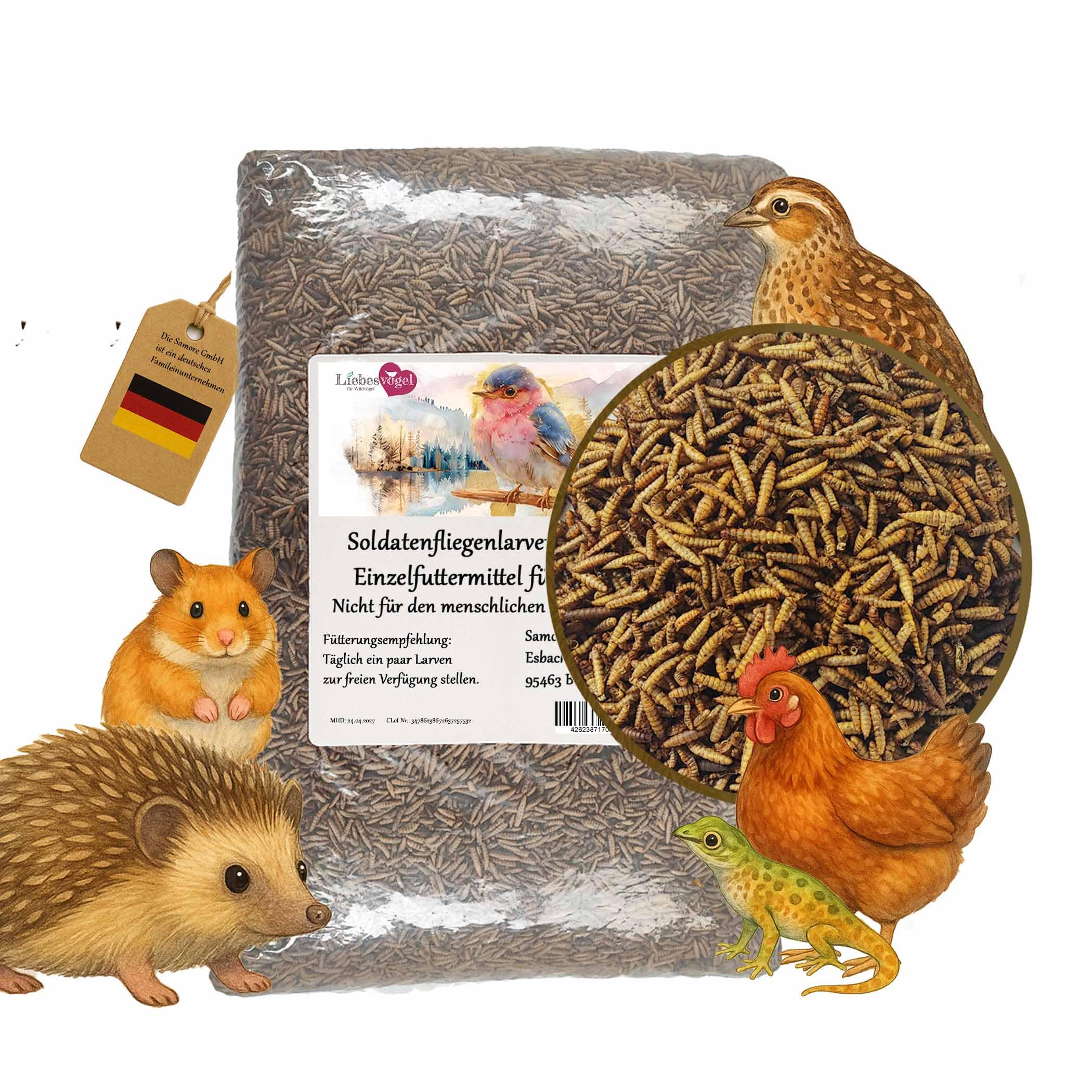 10 kg Soldatenfliegenlarven Vogelfutter Fischfutter (wie Mehlwürmer)
