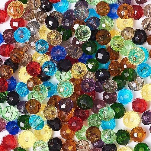 Miniatura 3 de Craftdady 200Pcs 4mm Faceted Briollete Rondelle Glass Beads Crystal Spacer Loose Spacers Random Mixed Colors for Jewelry Making Hole: 1mm