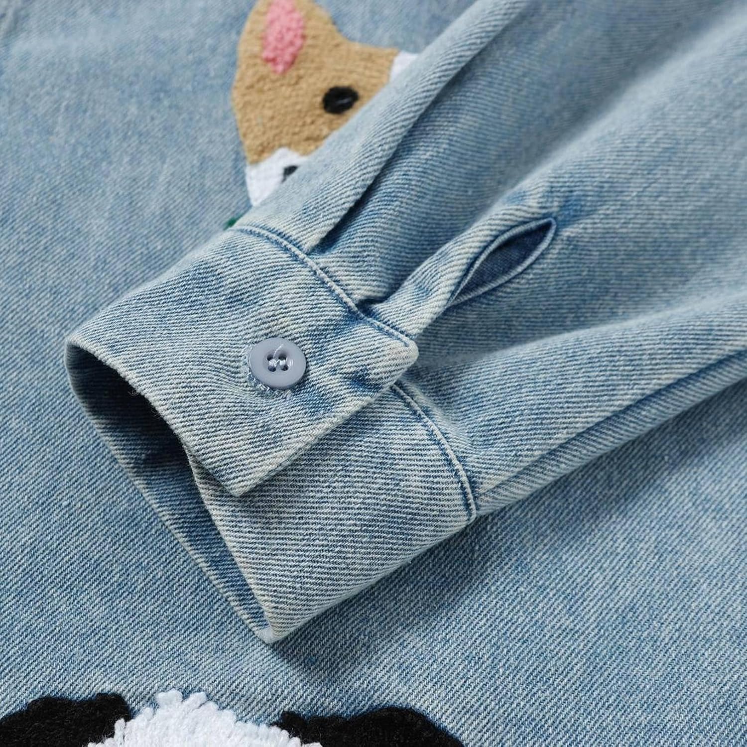 Amazon.co.jp: [Taopagii] 犬刺繍 デニムシャツ 犬柄 可愛い デニム 