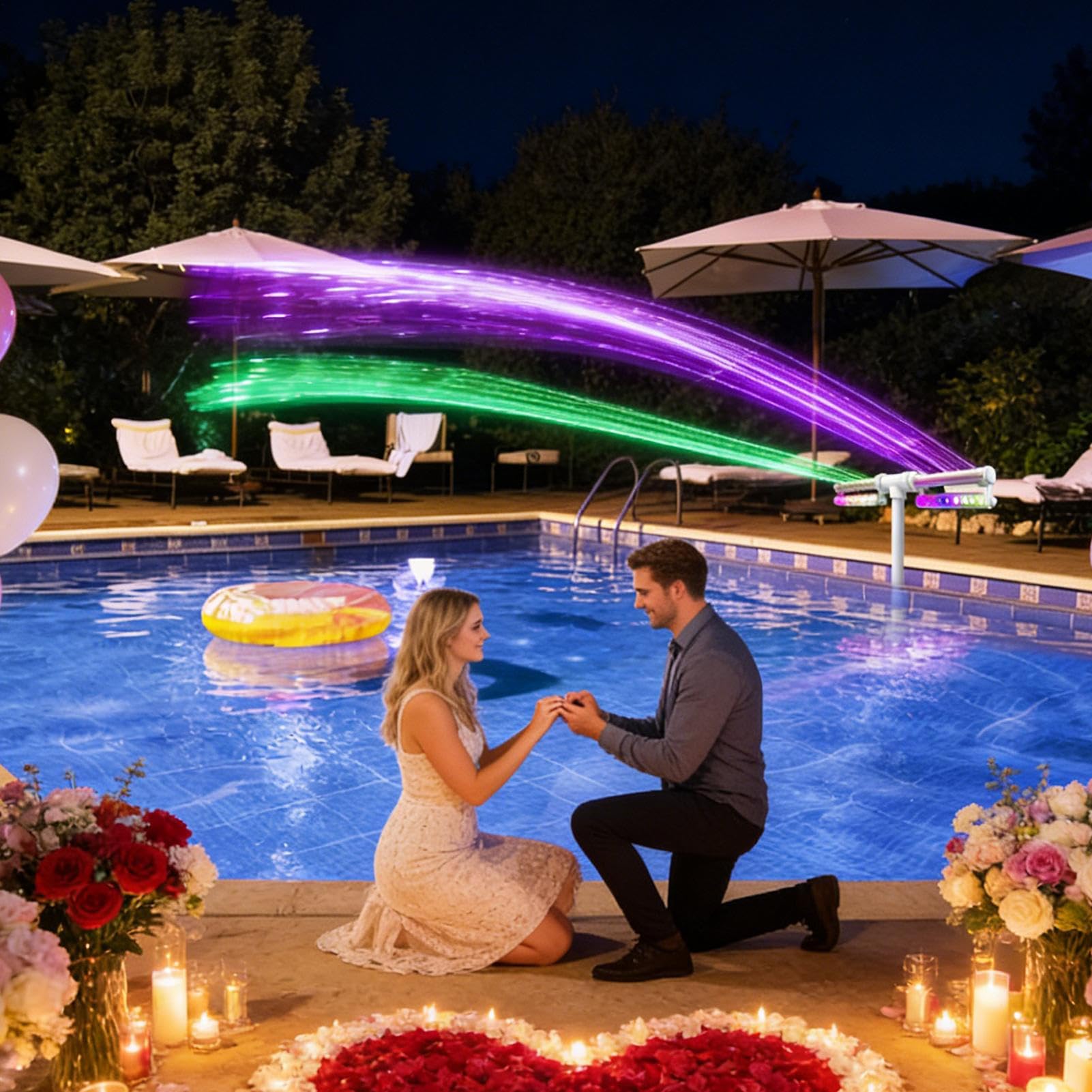 Cascata per Piscina Getto Regolabile con | per Piscina con Cascata e Acqua per Rinfrescarsi e Relax, Fuori Terra, Interrate, Giardino Esterno, Vacanze Estive