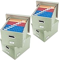 Vista 48 de PRANDOM Caja organizadora de archivos, juego de 1 carpeta plegable decorativa de lino para almacenamiento de archivos colgantes con tapas, gabinete