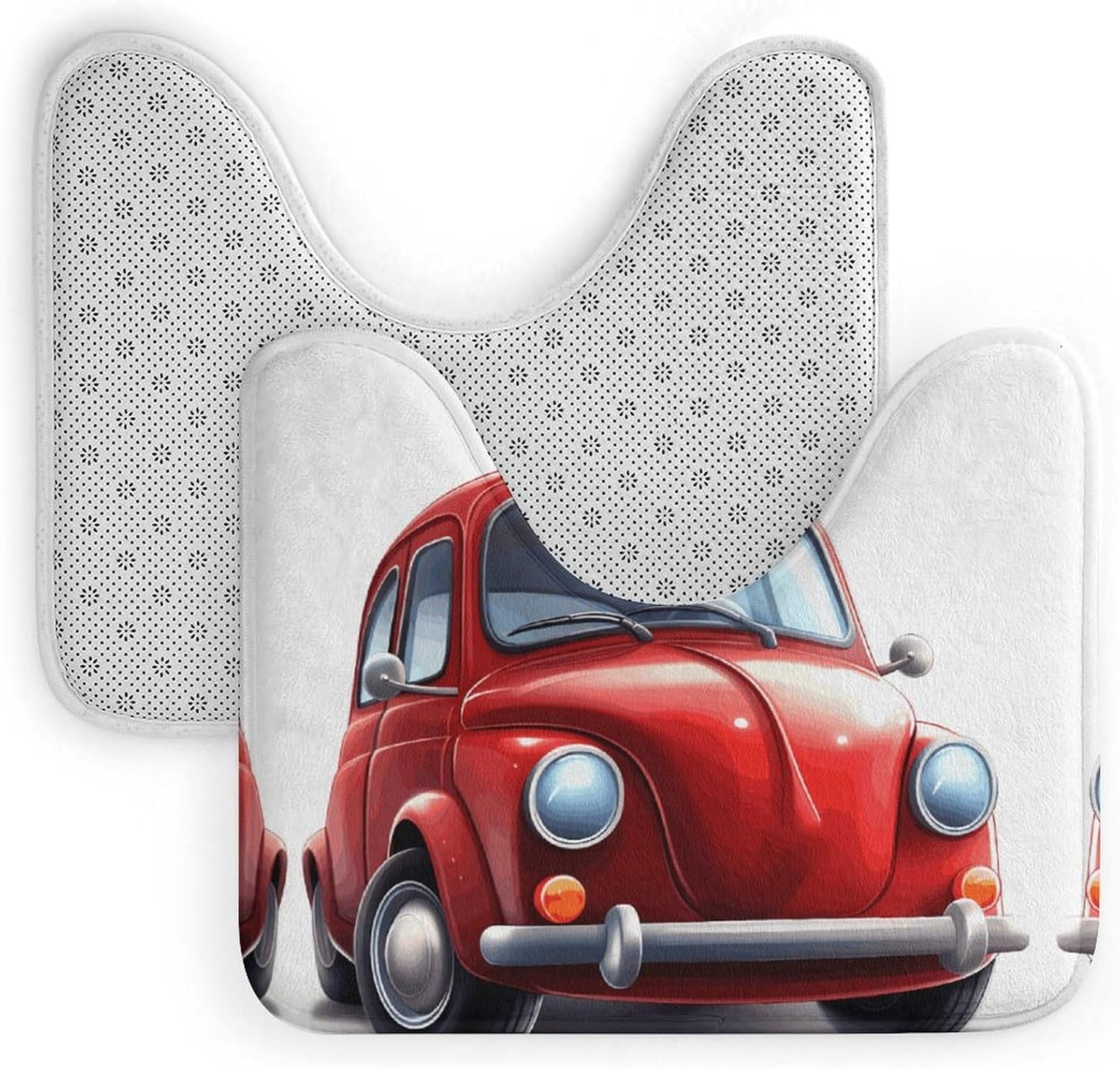 Cartoon Car U Shaped Toilet Mats Super Absorbent