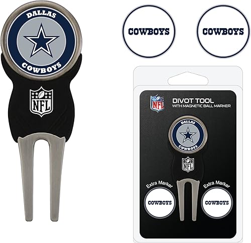 Vista 23 de Team Golf NFL Divot Tool con 3 marcadores de pelota de golf, marcadores son magnéticos extraíbles de doble cara esmaltado
