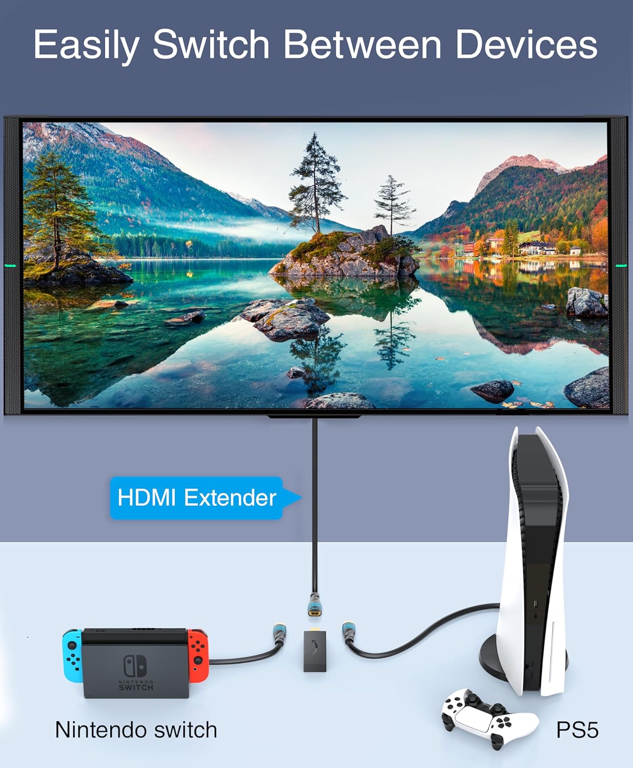 BlueRigger 4K HDMI Extension Cable - 30FT (4K 60Hz, 18Gbps HDMI Extender Cord, High Speed EXT Male to Female Adapter) Compatible with HDTV, Laptop, Xbox Series X, Roku, PS5, Nintendo Switch, TV Stick