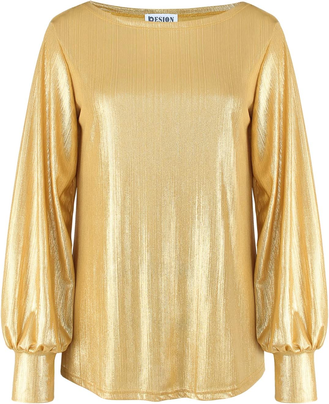 PESION Womens Casual Bishop Sleeve Blouse Boat Neck T-Shirts Tunic Tops