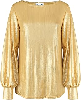 Womens Casual Bishop Sleeve Blouse Boat Neck T-Shirts Tunic Tops - Buy now