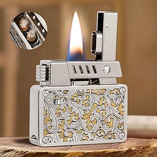 Morisk Vintage Lighter Dual Soft Flame, Windproof Trench Lighter Fluid Refillable, Classic Kerosene Pipe Lighters with Saf...