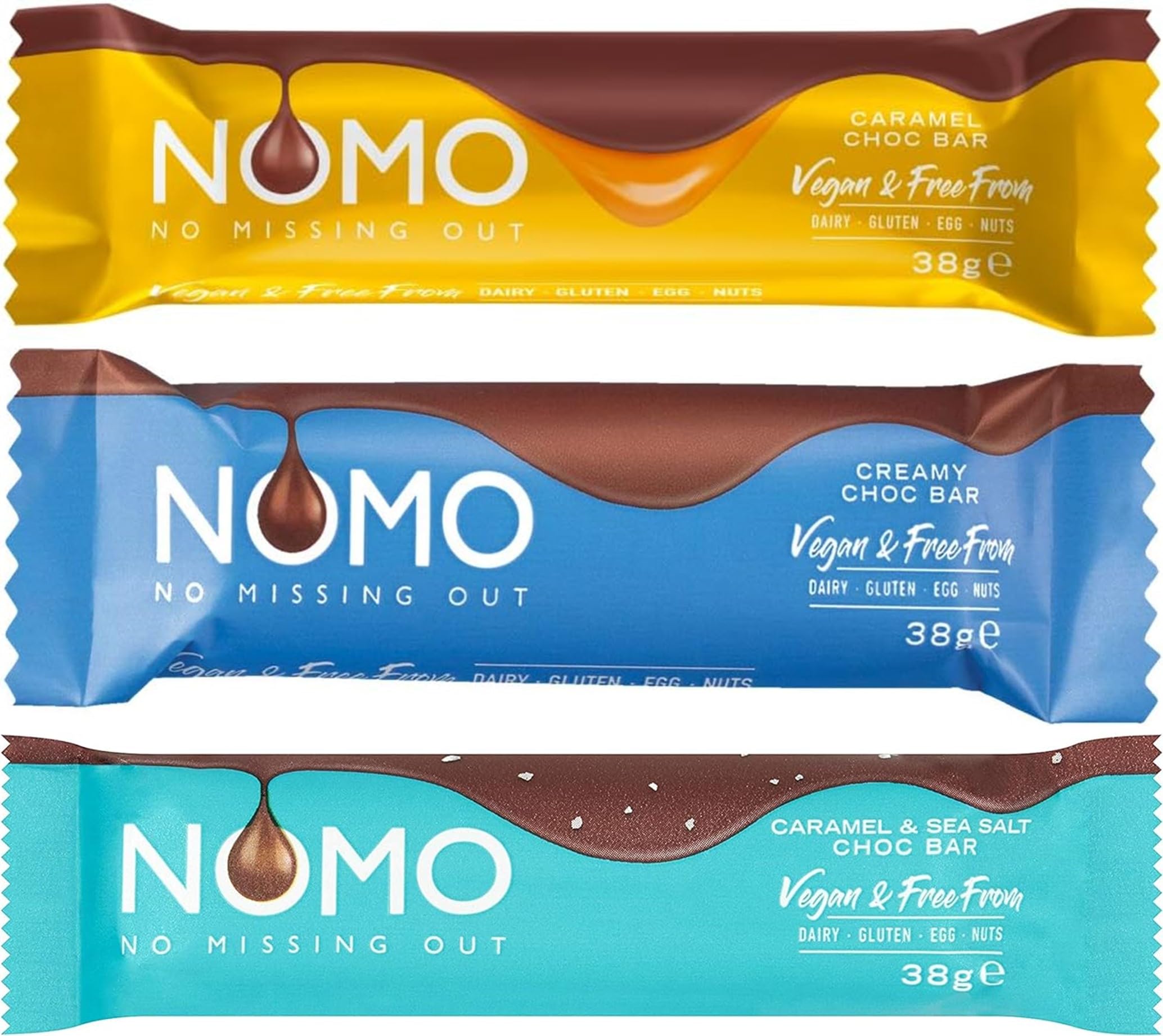 Nomo Vegan Friendly Chocolate Bundle 3 Bars Gluten Dairy Free
