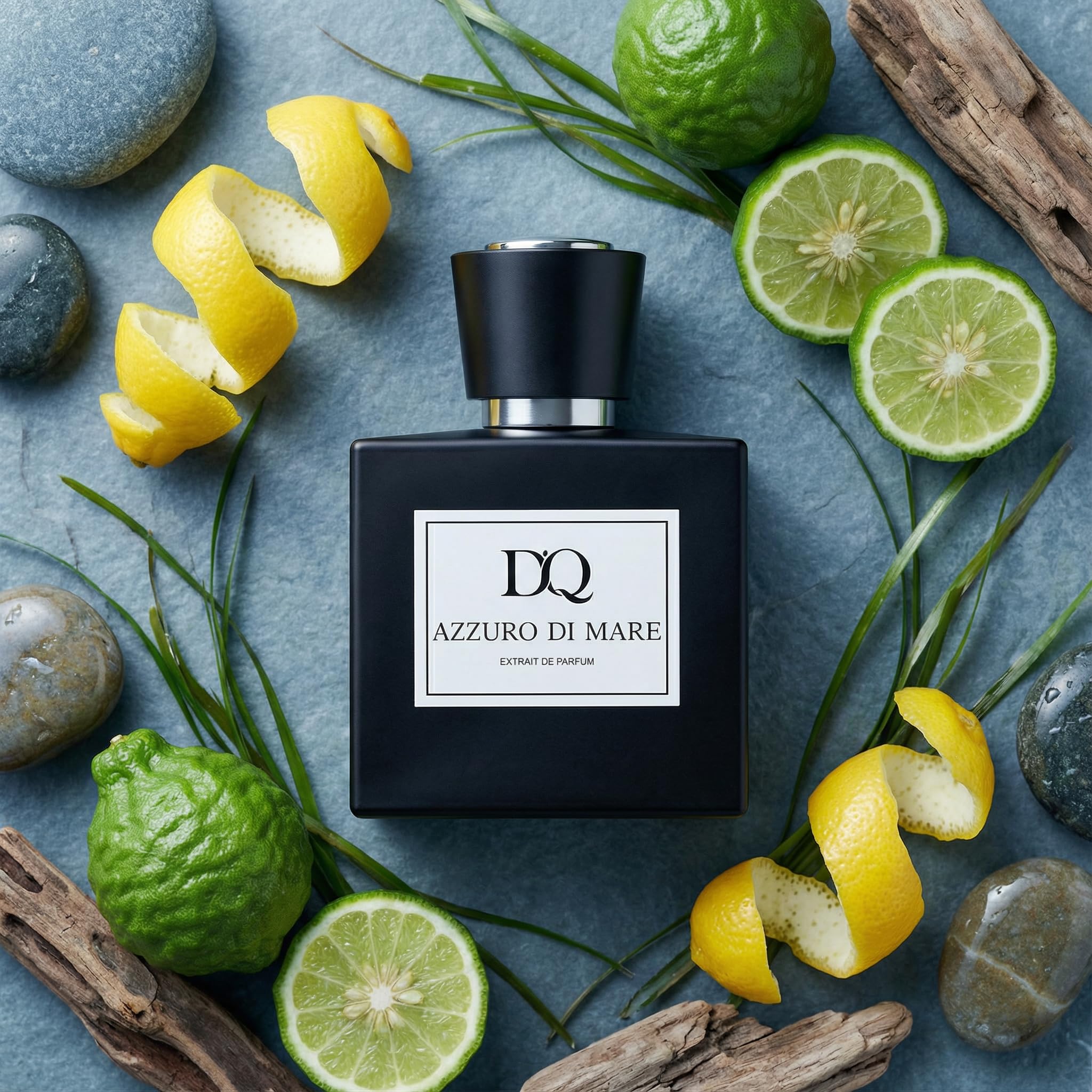 D'QAR Azzuro Di Mare- Extrait de Parfum 50 ml – Frischer aquatischer Herrenduft mit Bergamotte, Zitrone, Meeresbrise & Ambroxan – Maritimer Sommerduft für Männer