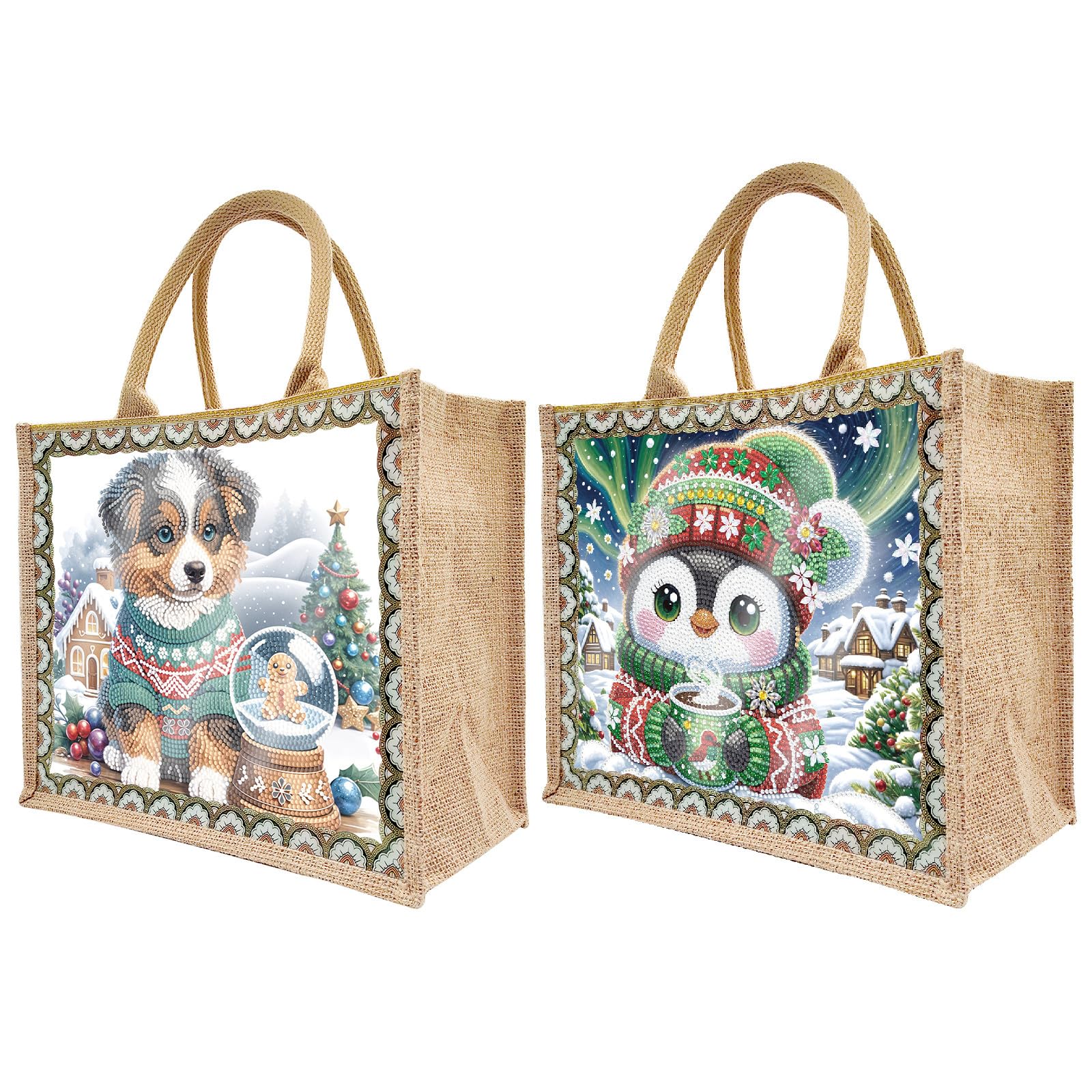 5D Diamond Art Painting Tote Bag Kit, DIY Painting Handbag Kits, DIY Rhinestone Handbag Painting Set, Diamond Art Bag for Home Organizer Craft Lovers