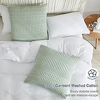 Vista 171 de PHF Fundas de almohada 100% algodón con tejido de gofre de 24 x 24 pulgadas, paquete de 2 fundas cuadradas para decoración elegante del hogar, sin