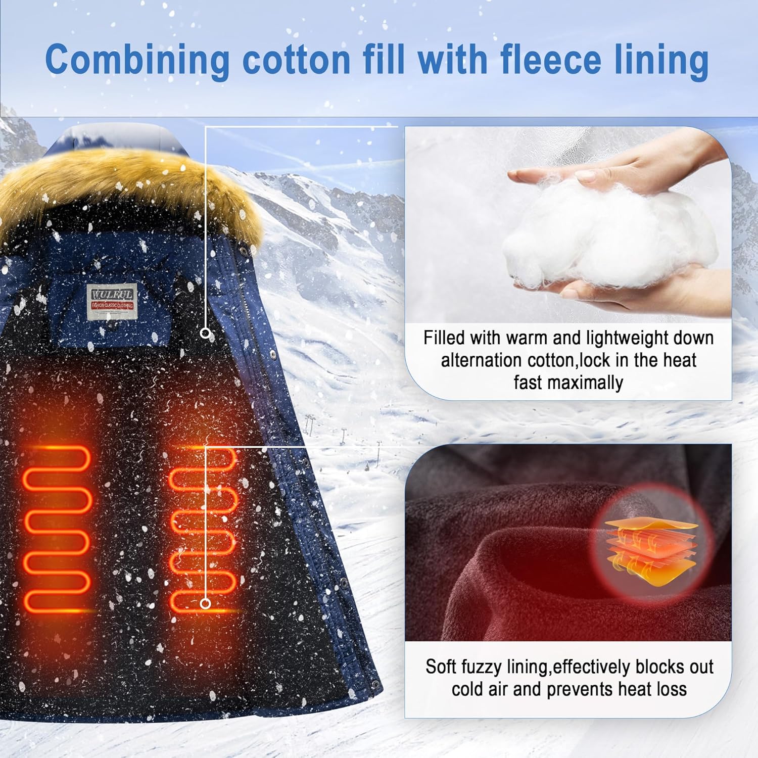 WULFUL Boy's Winter Coat Waterproof Fleece Lined Parka Jackets Kids Hooded Puffer Outerwear - Image 3